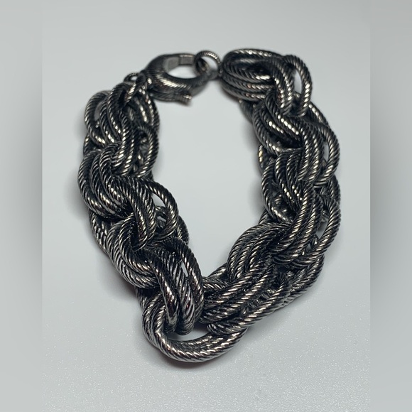 Vintage BRONZE Milor Italian Stainless Steel Dark Heavy Brushed Link Bracelet - Picture 12 of 16